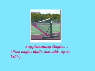 Supplementary Angles… (Two angles that’s sum adds up to 180*) 