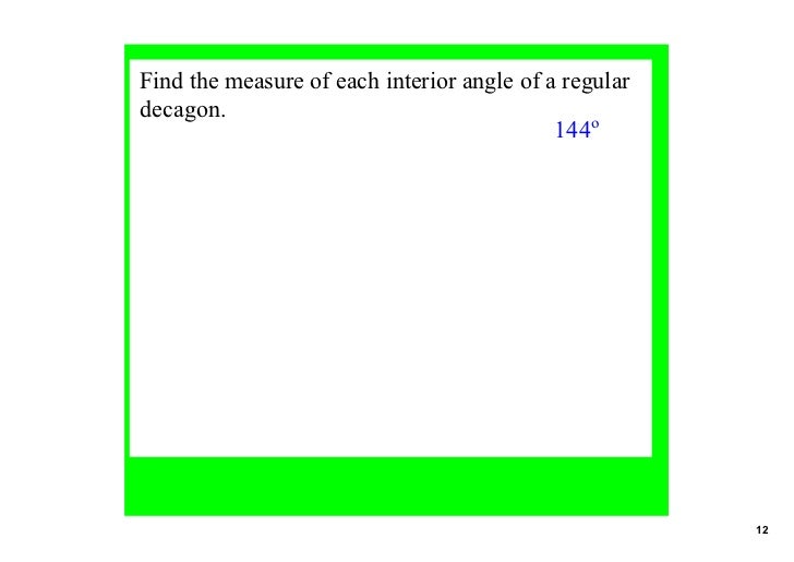 Measures Angles Of Interior Of A Decagon Sum Of
