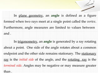 Comprehensive Guide to Angles and Their Measures in Trigonometry | PPTX