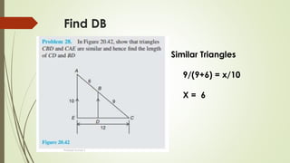 Find DB
Similar Triangles
9/(9+6) = x/10
X = 6
Prakash Kumar S
 