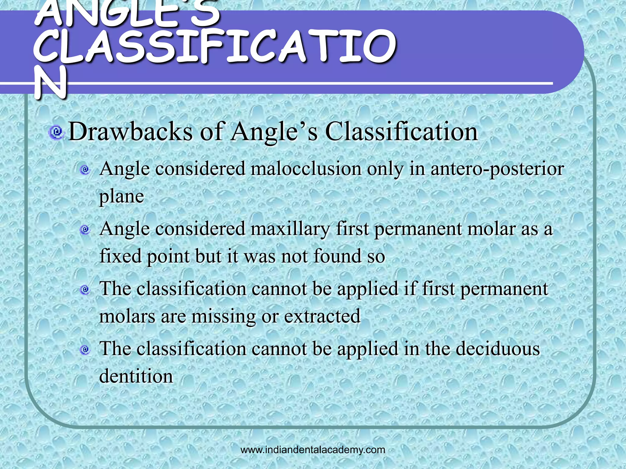 Angles classification & its shortcoming 2 /certified fixed orthodontic ...