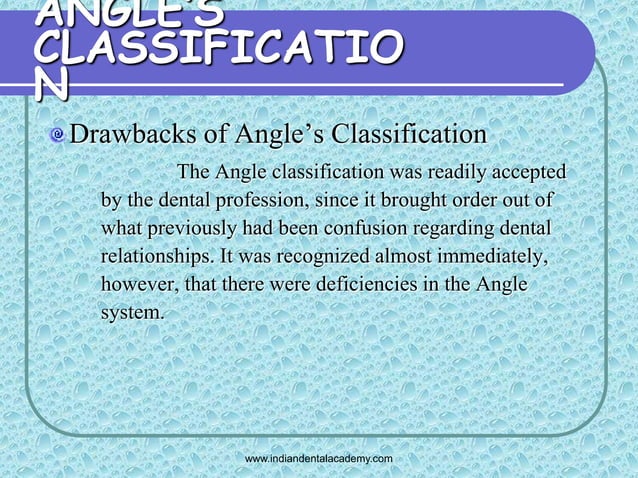 Angles classification & its shortcoming 2 /certified fixed orthodontic ...