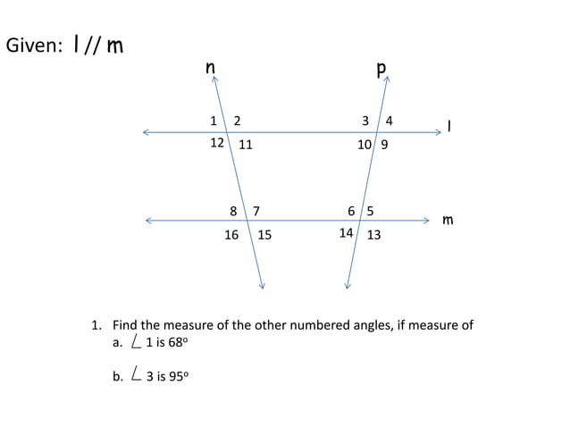 Angles formed by parallel lines cut by transversal | PPTX