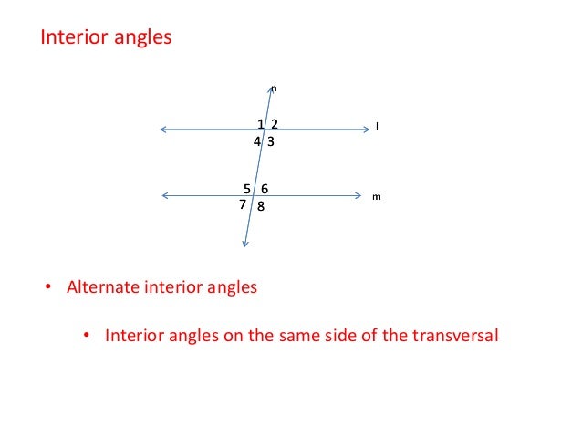 Angles Formed By Parallel Lines Cut By Transversal