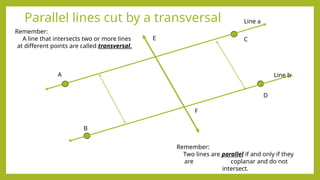 Understanding Angles Formed by Parallel Lines Cut by a Transversal | PPTX