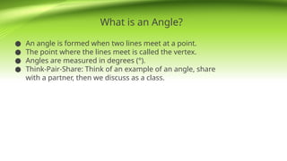 Cambridge Math for grade 5 Angles where types of angles are described ...