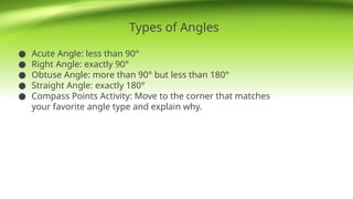 Cambridge Math for grade 5 Angles where types of angles are described ...
