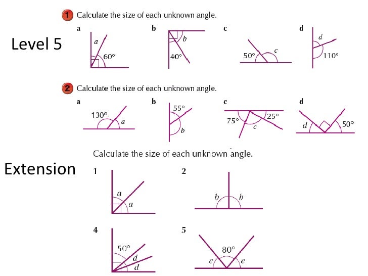 Angles in a right angle and straight line