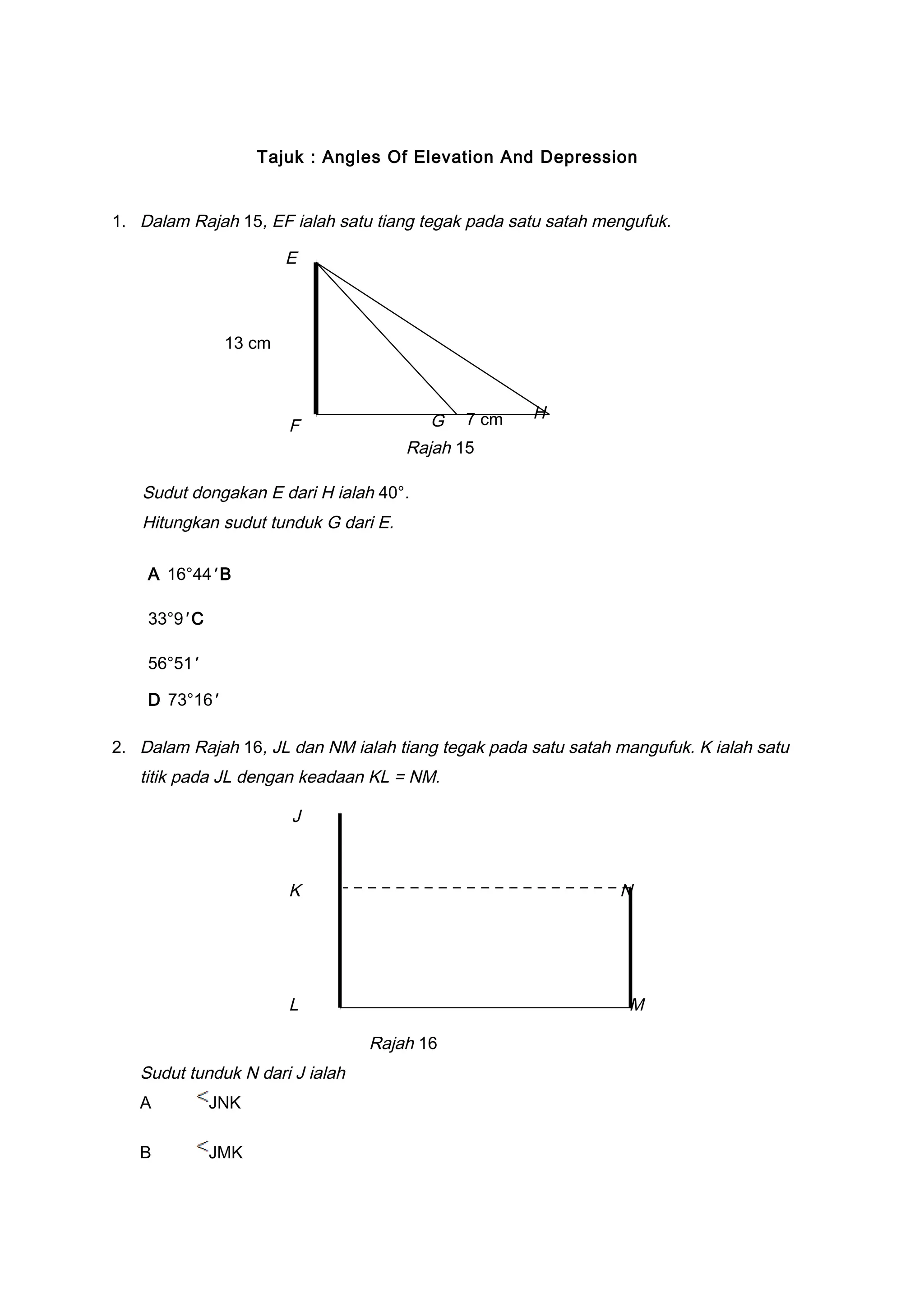 Angles of elevation and depression | PDF