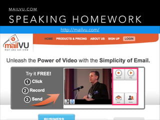 M A I LV U . C O M

SPEAKING HOMEWORK
http://mailvu.com/

 
