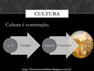 http://historiaeatualidade.blogspot.com.br/
Cultura é construção.
CULTURA
Exemplop. 25 ConstruçãoImagem
 