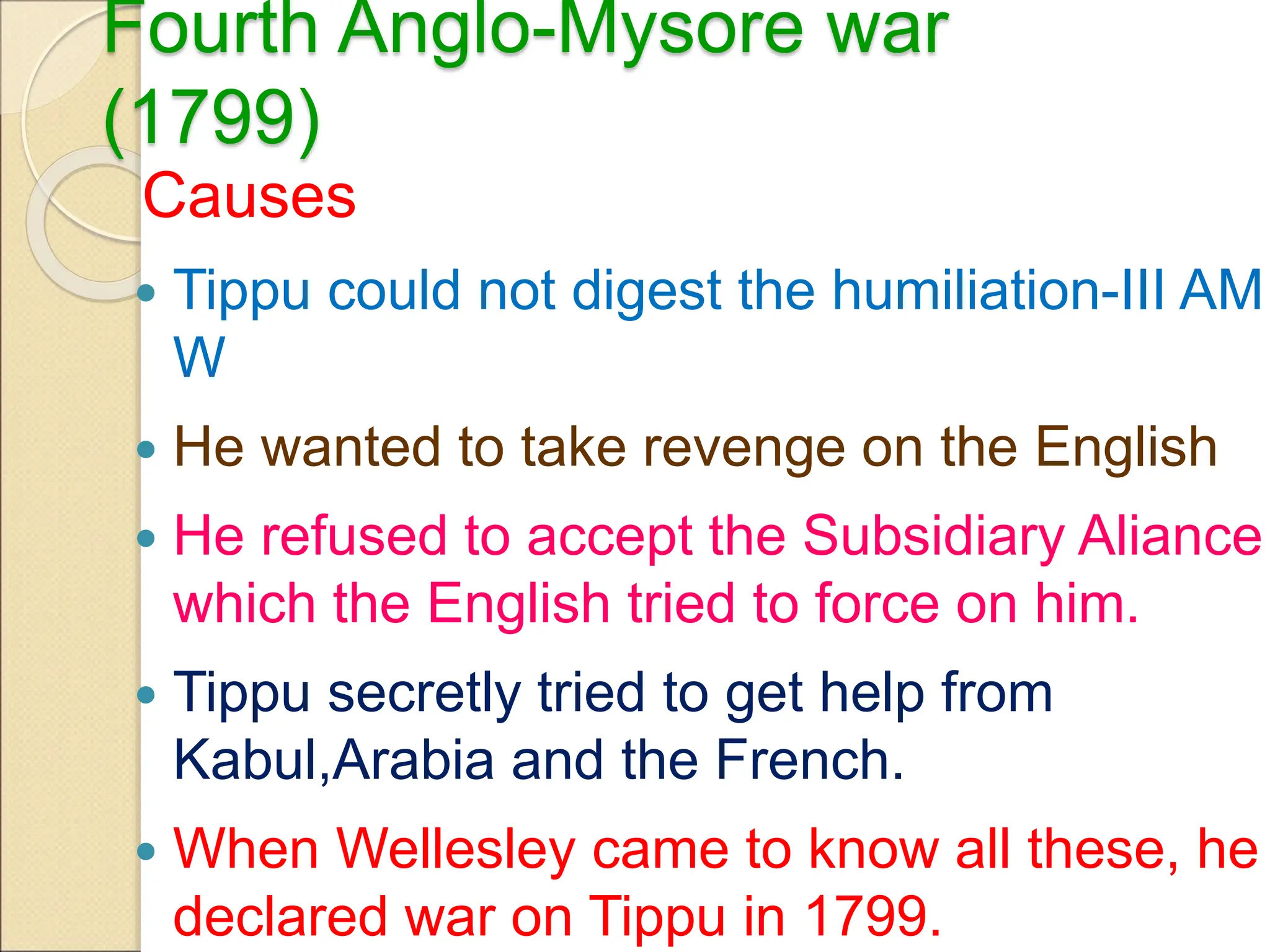 Anglo Mysore Wars anglo mysore wars ppt