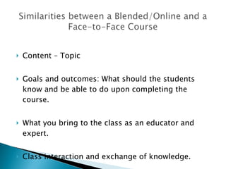 Content – Topic Goals and outcomes: What should the students know and be able to do upon completing the course. What you bring to the class as an educator and expert. Class interaction and exchange of knowledge. 