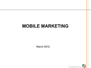 MOBILE MARKETING



    March 2012




                   The Anglum Group LLC
 
