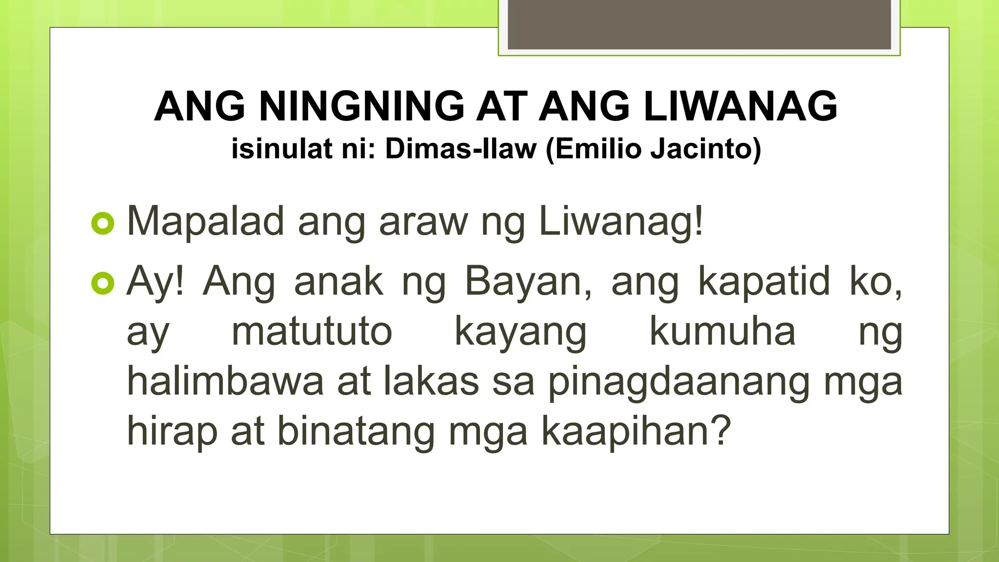 Ang Ningning at ang Liwanag ni Jacinto.ppt