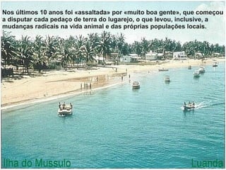 Nos últimos 10 anos foi «assaltada» por «muito boa gente», que começou a disputar cada pedaço de terra do lugarejo, o que levou, inclusive, a mudanças radicais na vida animal e das próprias populações locais.  
