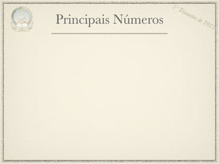 1º T
                         rim
                             estr
Principais Números               e de
                                        201
                                           2
 