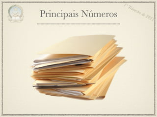1º T
                         rim
                             estr
Principais Números               e de
                                        201
                                           2
 
