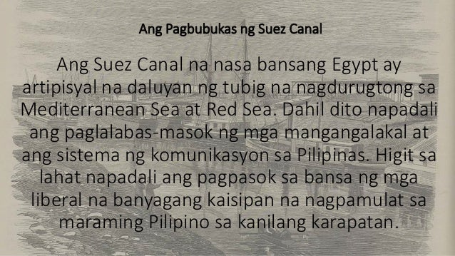 Ang pagbubukas ng Suez Canal (THE OPENING OF SUEZ CANAL)