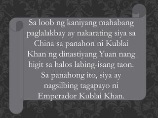 paglalakbay ni marco polo