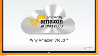 Why Amazon Cloud ?


Tuesday, April 24, 2012
 