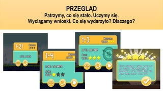 PRZEGLĄD
Patrzymy, co się stało. Uczymy się.
Wyciągamy wnioski. Co się wydarzyło? Dlaczego?
 