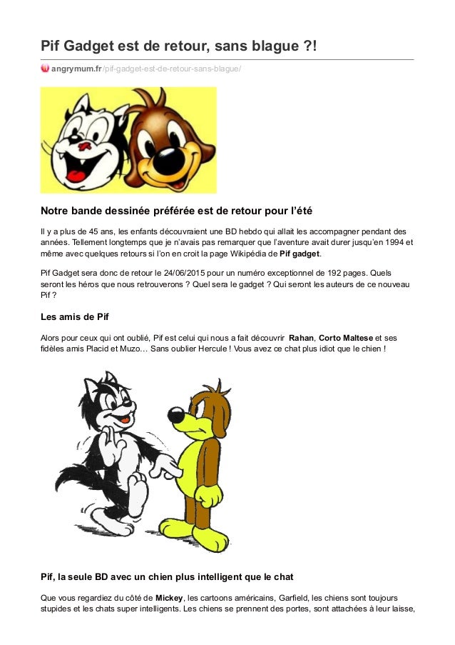 Gratuit Images Pif Gadget Est De Retour Sans Blague Angrymum Fr actualisé par