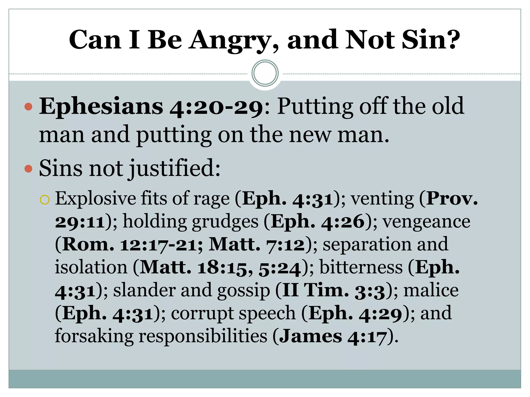 Can I Be Angry But Not Sin? | PPT