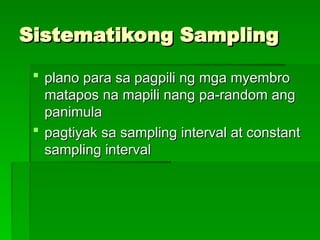 Sampling Table Tutorial Tagalog pananaliksik Ang Sampol at ang Populasyon1.ppt