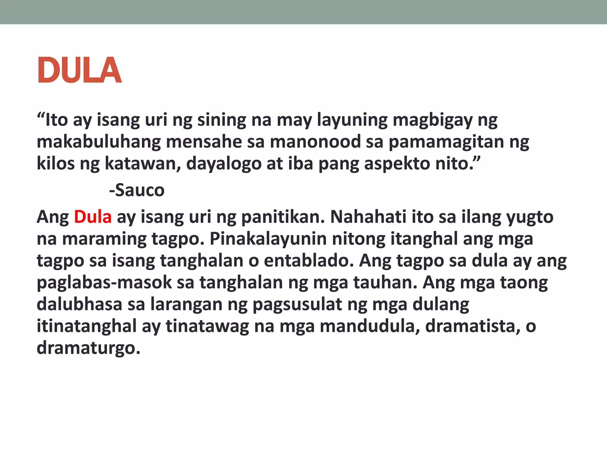Ang sarsuwela at ang mga uri ng dula | PPTX
