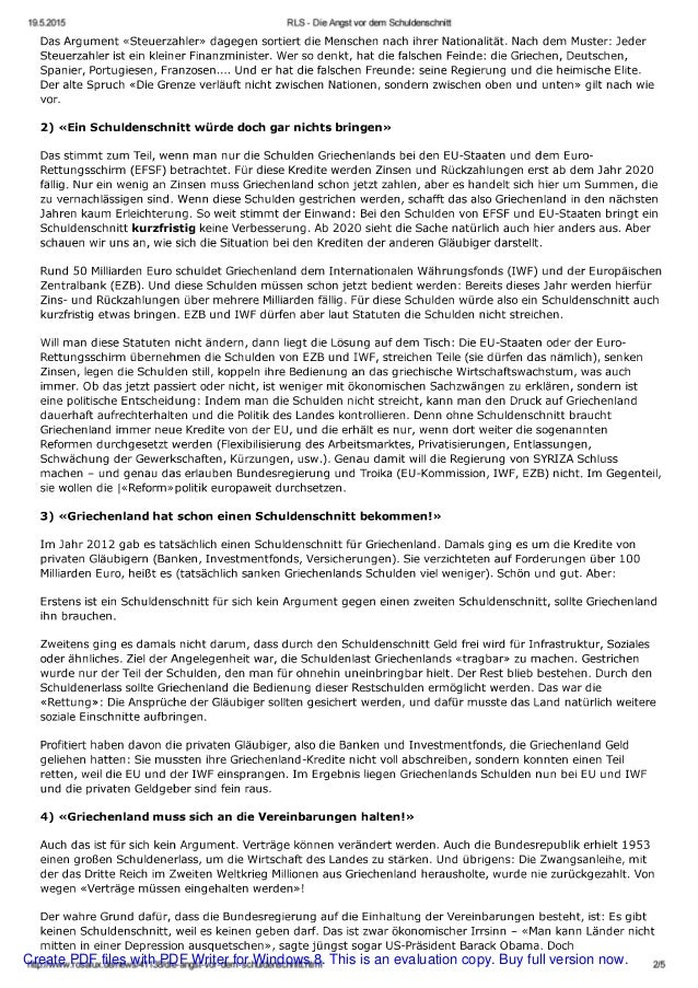 Angst Vor Dem Schuldenschnitt
