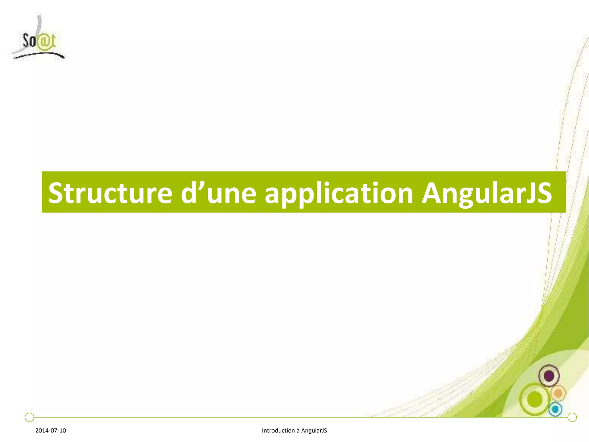 Structure d’une application AngularJS 
2014-07-10 Introduction à AngularJS 
 