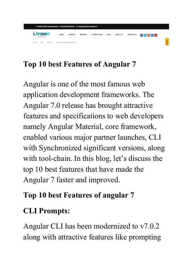 Top 10 Best Features Of Angular 7 - 