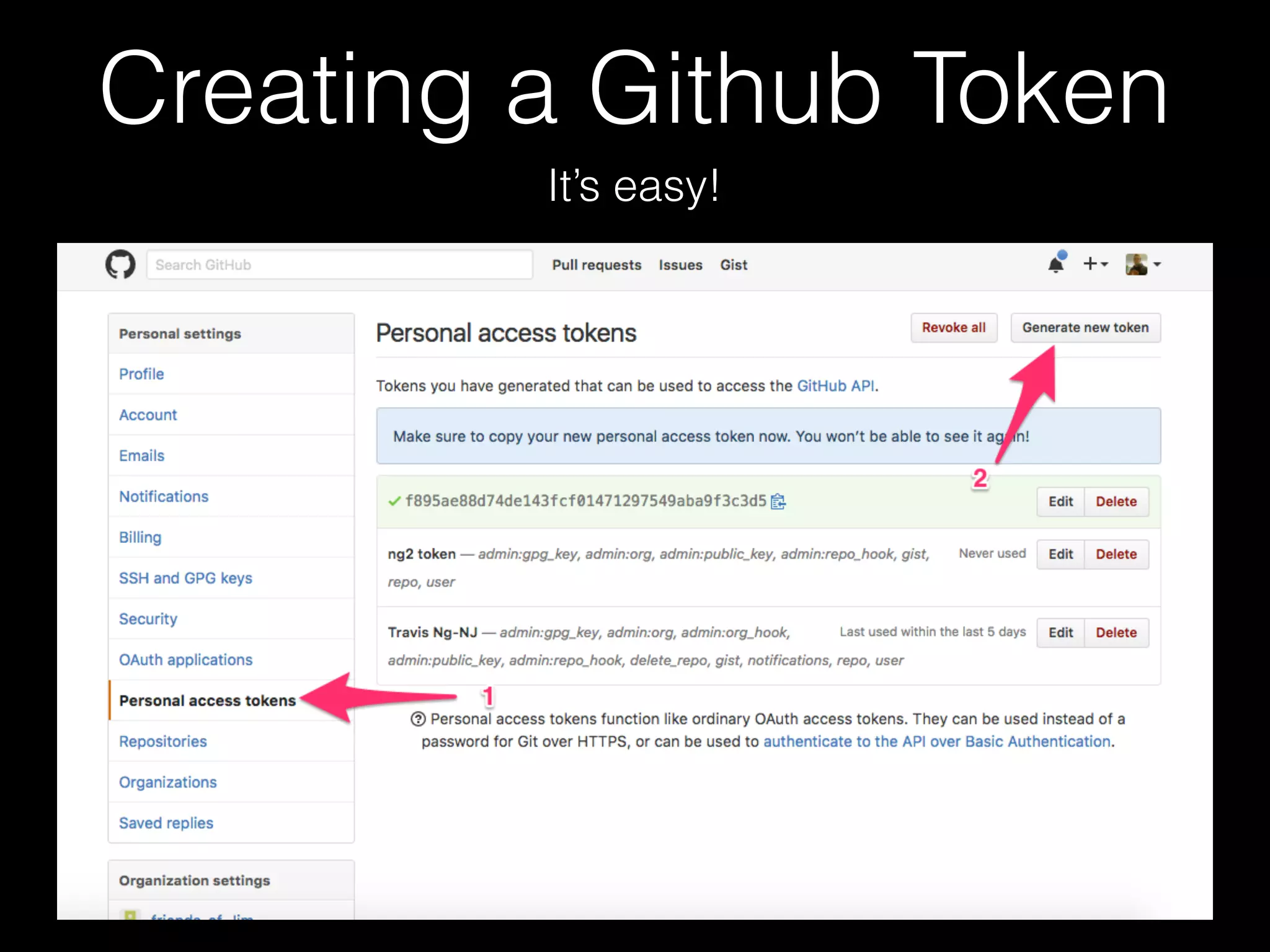Creating a Github Token It’s easy! 