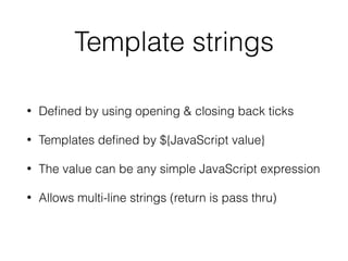 How to use modern JS now?
• Use only the latest browsers
• Use Node.js
• Use a transpiler: Closure, Babel, TypeScript
• (https://kangax.github.io/compat-table/es6/)
 