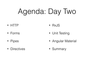 Check Versions
app command my version
git git —version 2.12.2
node.js node -v v7.9.0
npm npm —v 5.3.0
@angular/cli ng -v 1.2.3
ﬁrebase ﬁrebase version 3.3.0
 