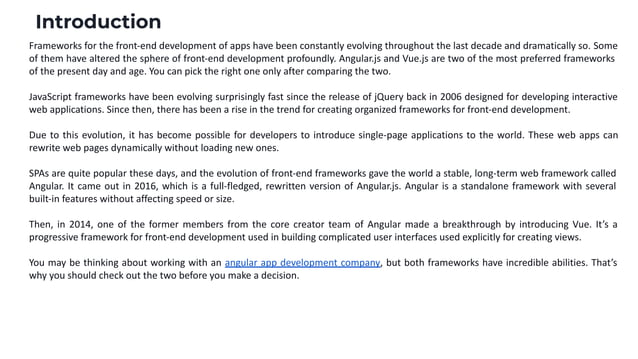 Angular.js vs. vue.js – which one is the better choice in 2022 | PPT image.