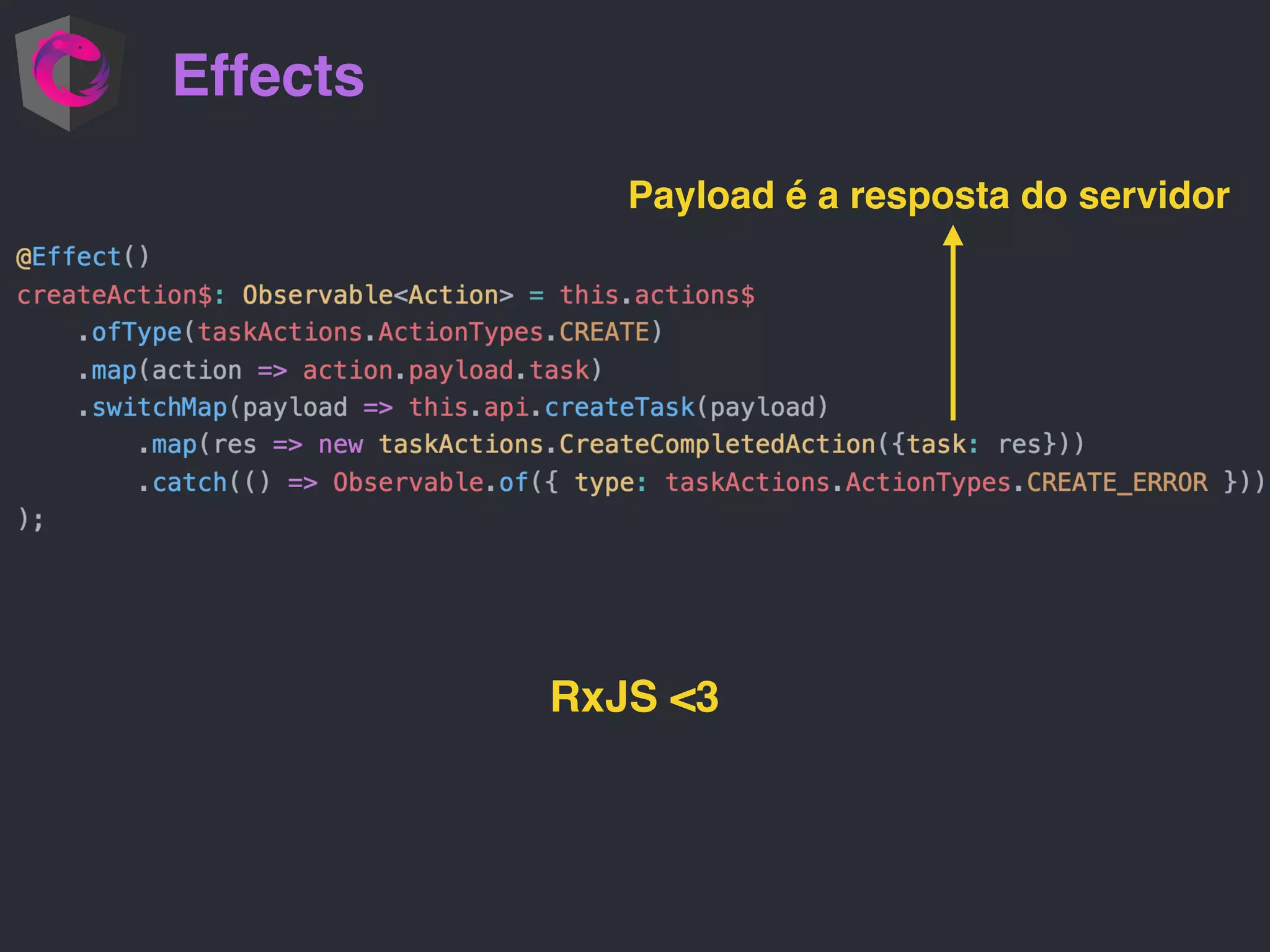Effects RxJS <3 Payload é a resposta do servidor 