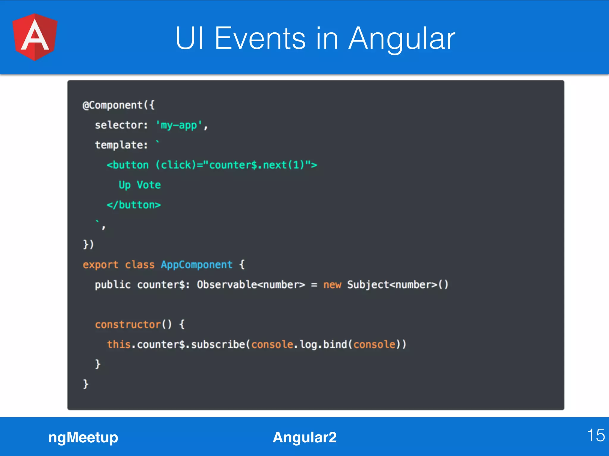 ngMeetup Angular2 UI Events in Angular 15 