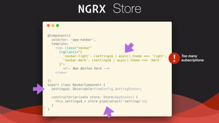 NGRX Store
! Too many  
subscriptions
 