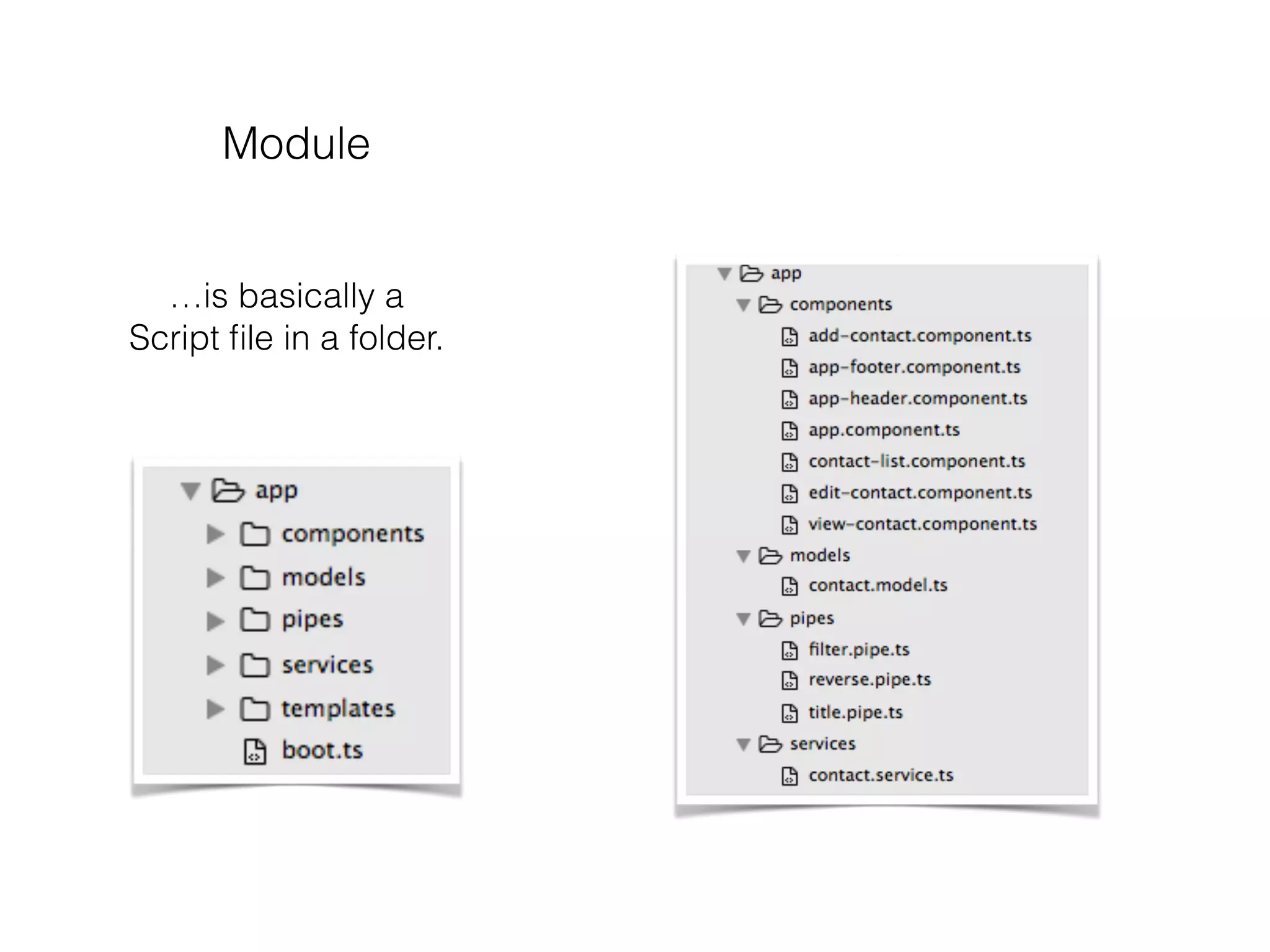 Module
…is basically a
Script ﬁle in a folder.
 