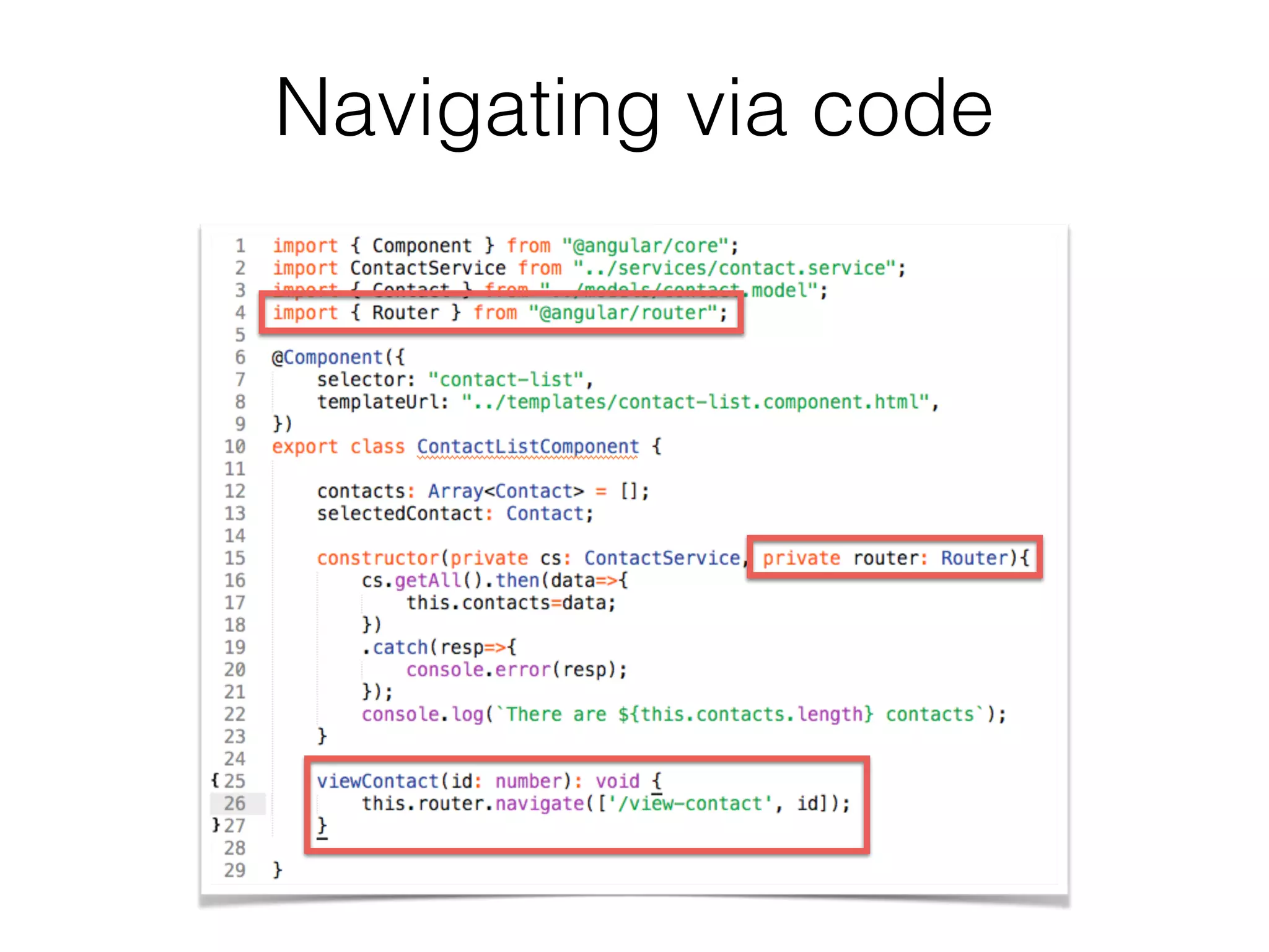 Navigating via code
 