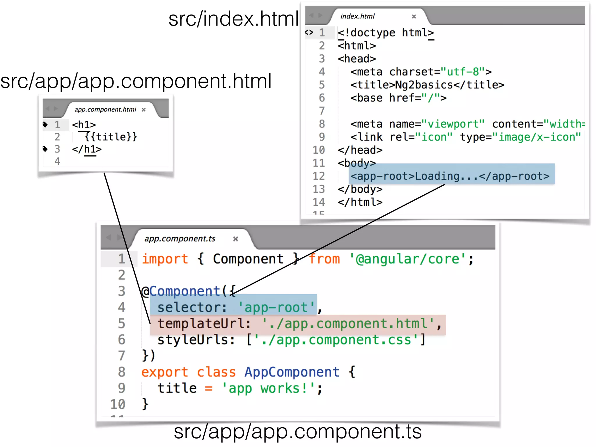 src/app/app.component.ts
src/app/app.component.html
src/index.html
 