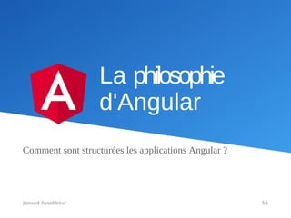 La philosophie
d'Angular
Comment sont structurées les applications Angular ?
Jaouad Assabbour 55
 