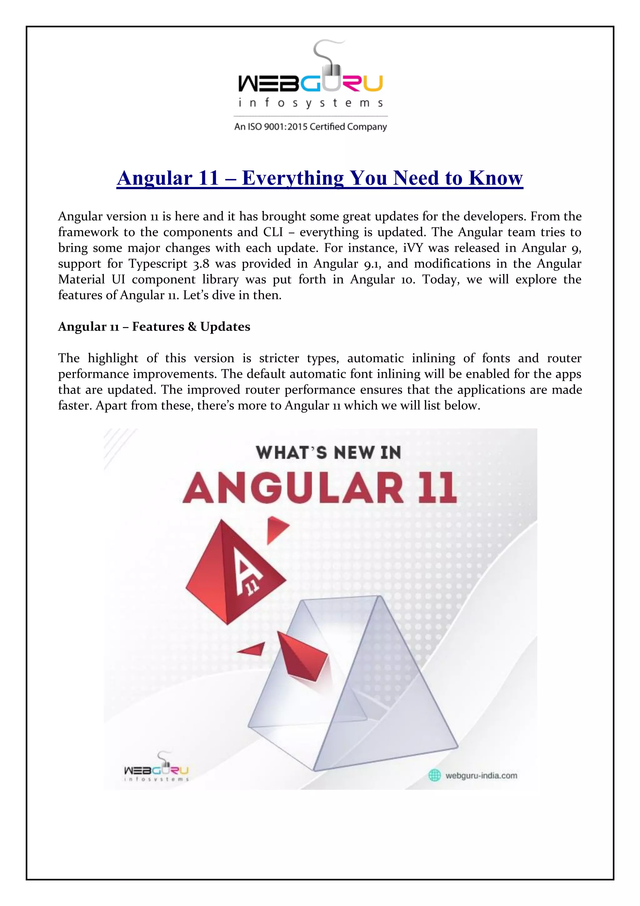 Angular 11 – everything you need to know | PDF