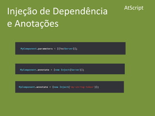 Injeção de Dependência
e Anotações
AtScript
