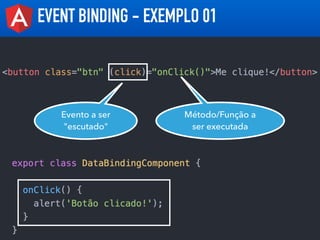EVENT BINDING - EXEMPLO 01
Evento a ser
"escutado"
Método/Função a
ser executada
 
