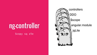 ng-controller
Scopy są złe
 