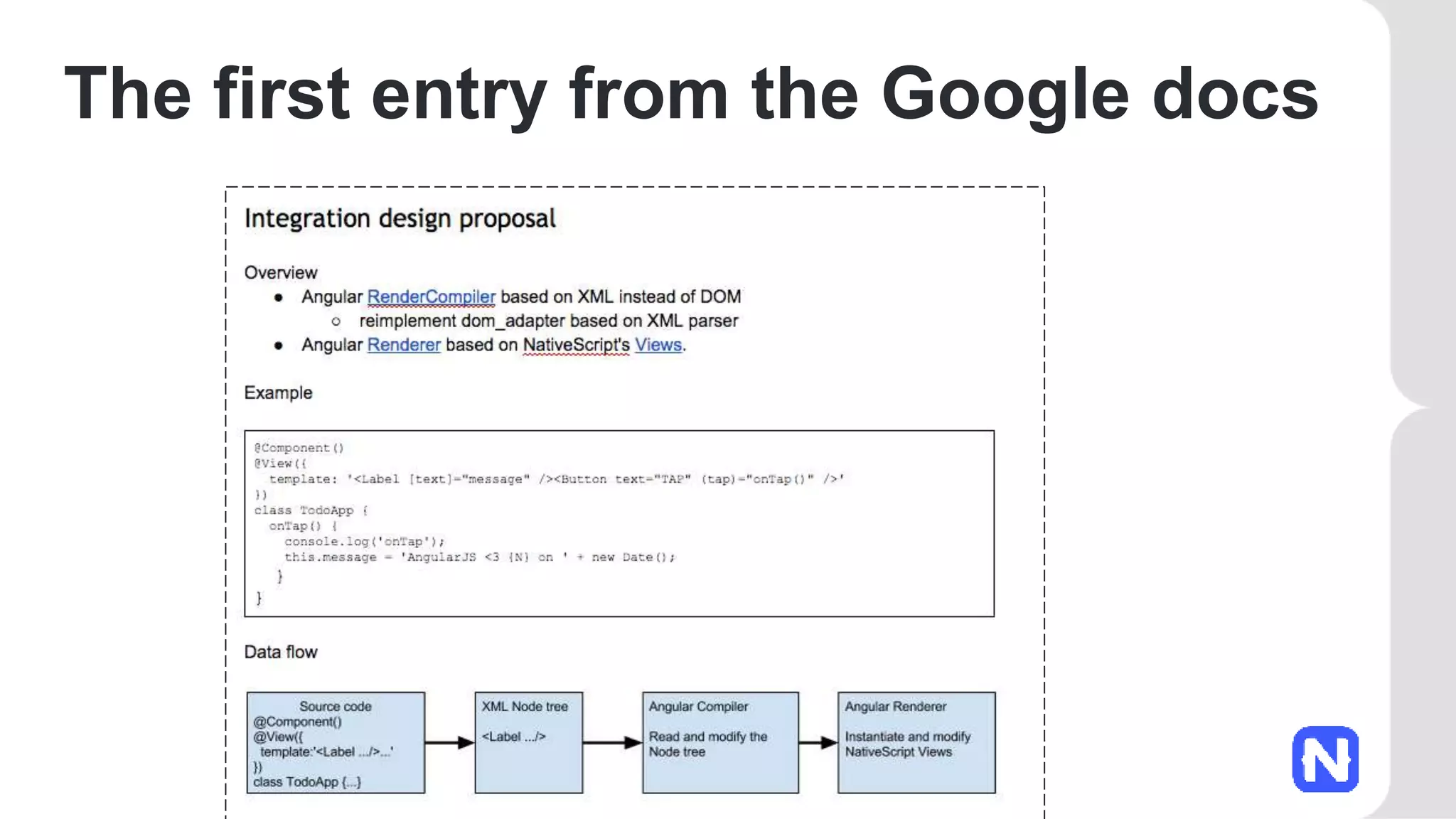 The first entry from the Google docs
 