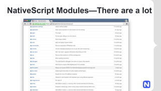 NativeScript Modules—There are a lot
 